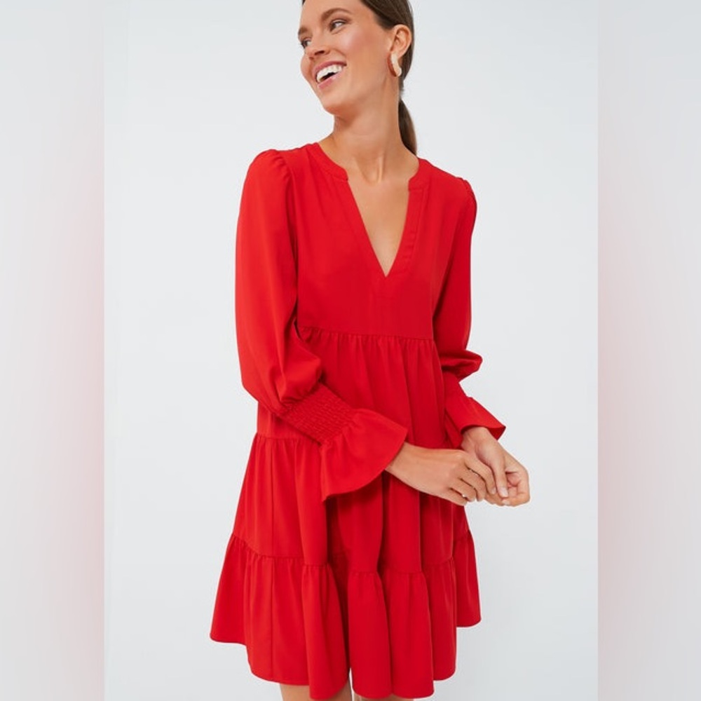 Pomander Place Red Tiered V-Neck Dress - Picture 4 of 12